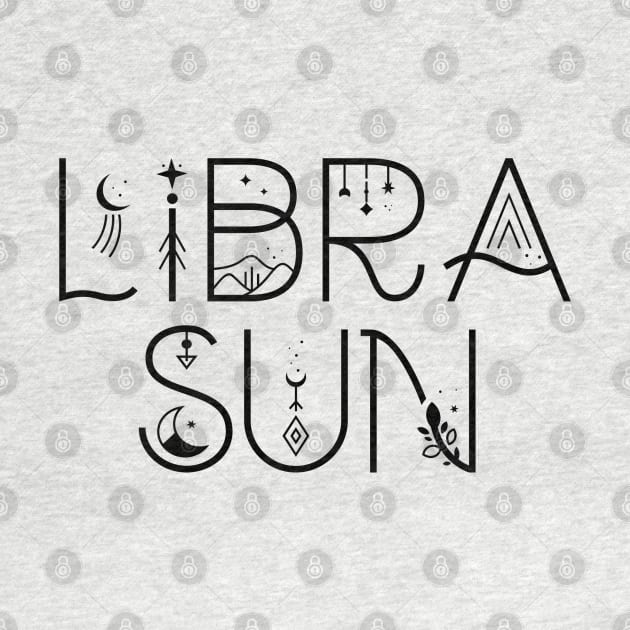 Libra sun sign celestial typography by lilacleopardco